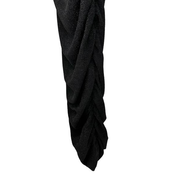 Forever Rose Couture Ruched Bodycon Dress Small Black Stretchy Prom Maxi Formal - Picture 9 of 12